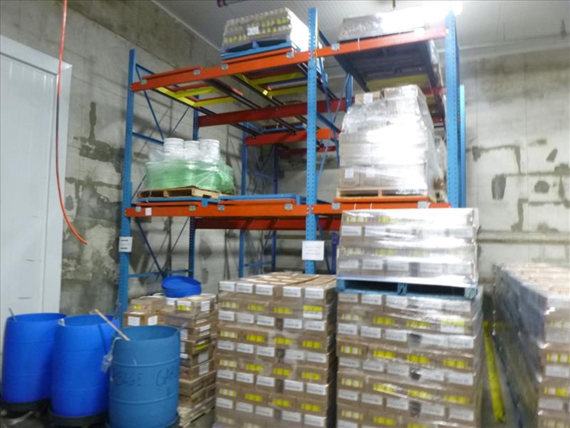 3 sections of push pack pallet racking (excluding contents)