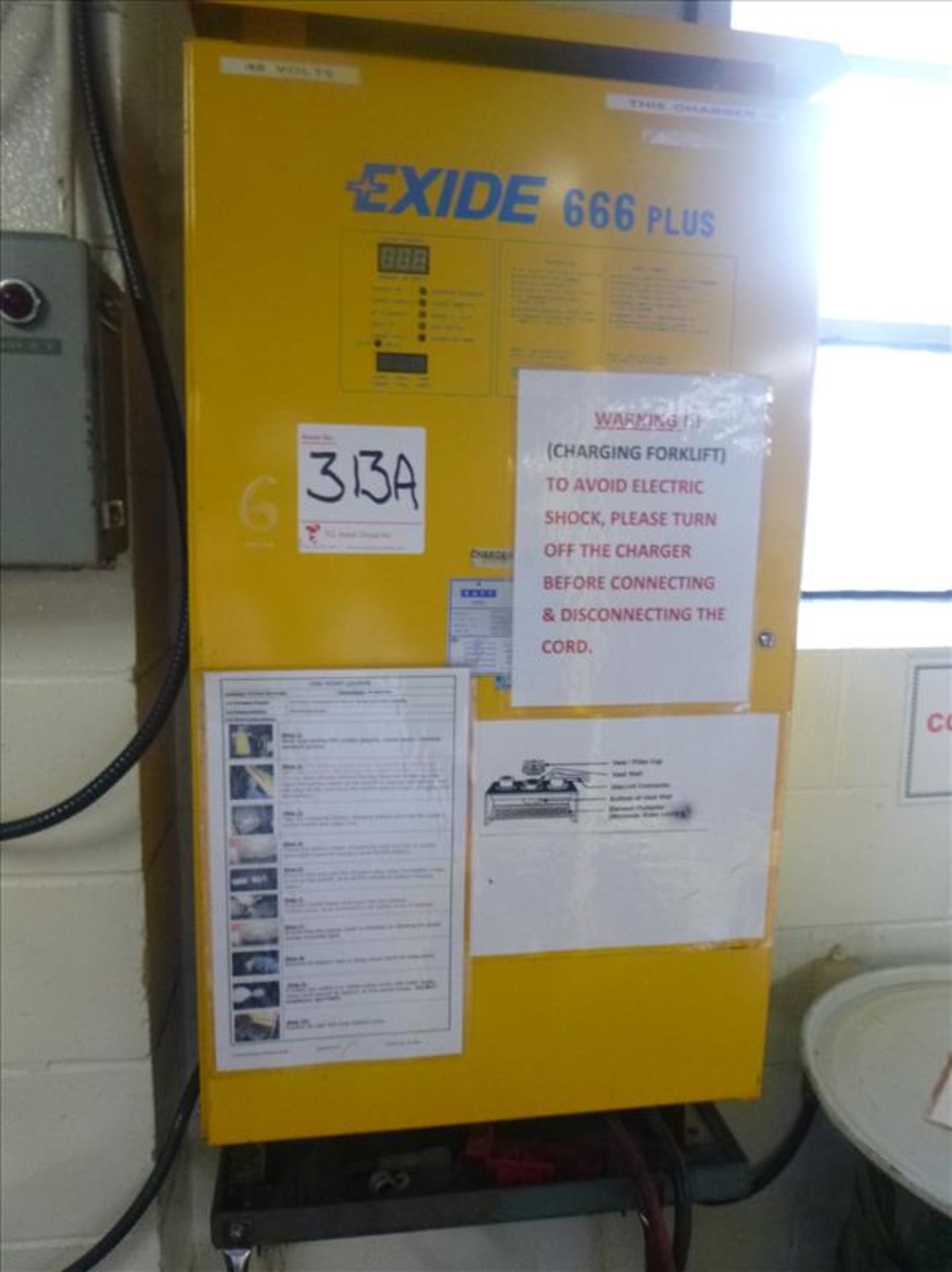 Exide 666 Plus battery charger, 48 volt, model 6P24-3-1000, ser. no. 126637