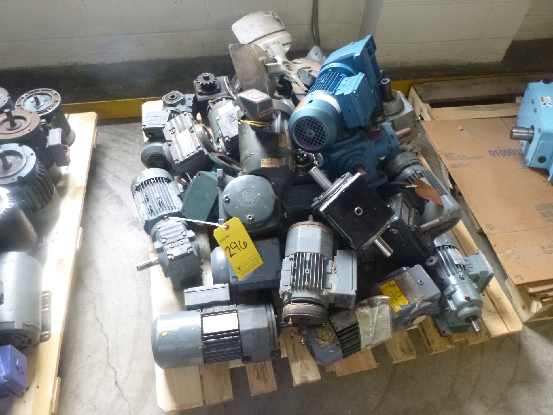 assorted spare motors & gear boxes, etc.