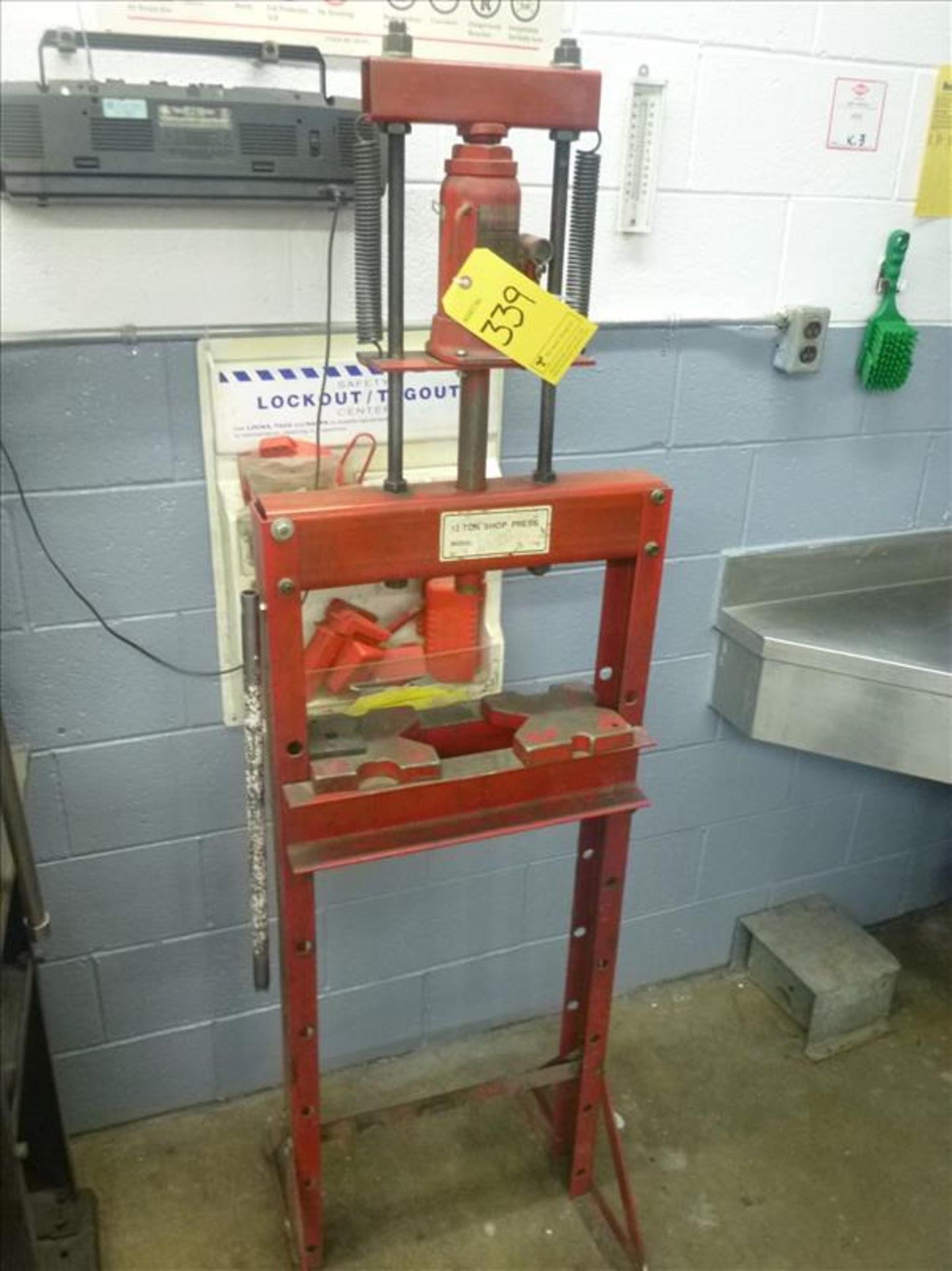 hydraulic shop press, 12-ton cap.