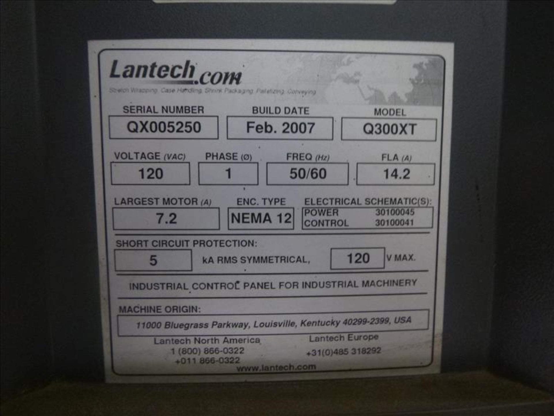 Lantech Pallet Wrapper, model Q-300XT, ser. no. QX005250 - Image 2 of 2