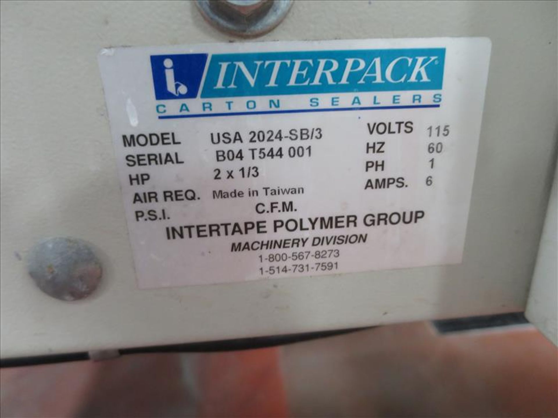 Interpack case taper, model USA 2024-SB/3, s/n B04-T544-001 - Image 2 of 2