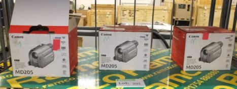 3x Canon MD205 digital video camcorder