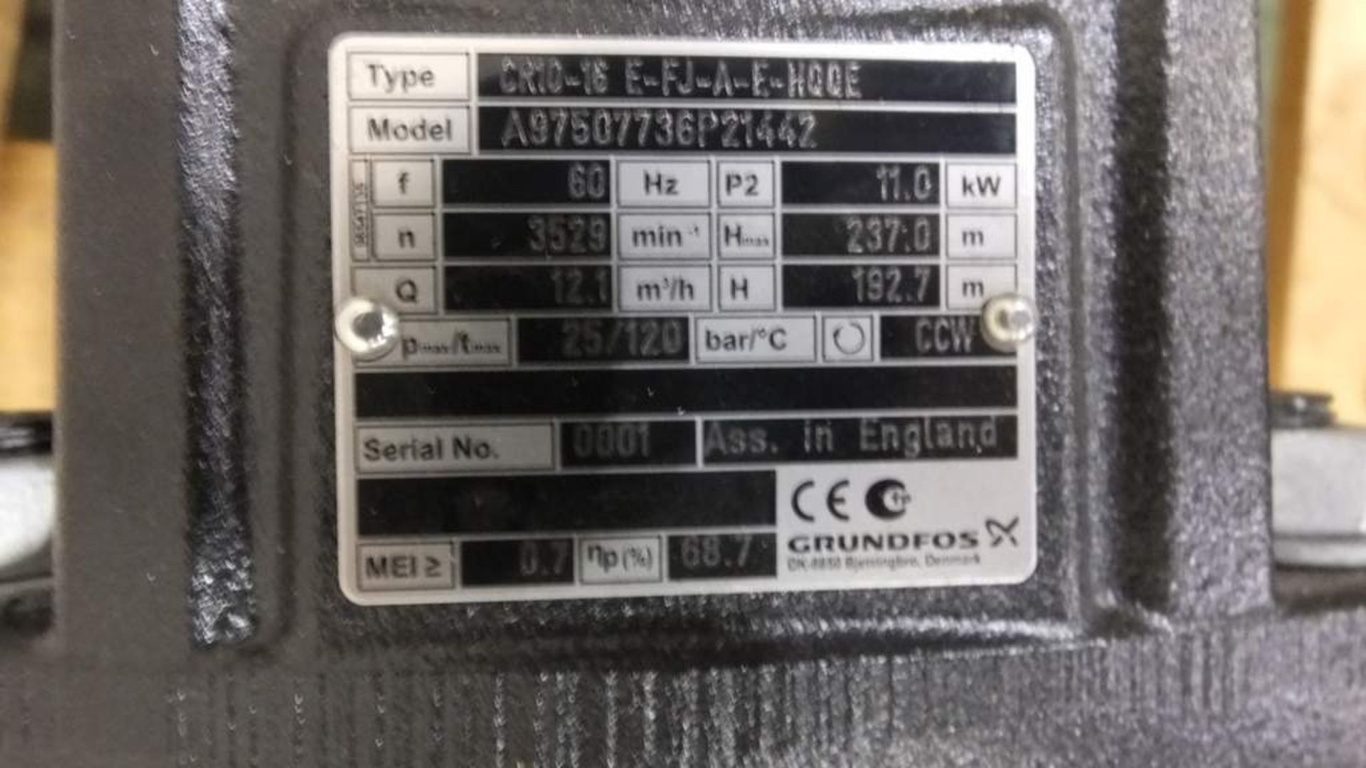 Grundfos pump CR10-16 Q=12,1 H=192,7 60HZ - Image 3 of 3