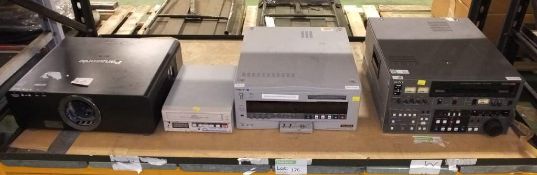 Various electronics - Panasonic DZ6700 WUXGA Projector, Tape recorder & 2x Sony video cass