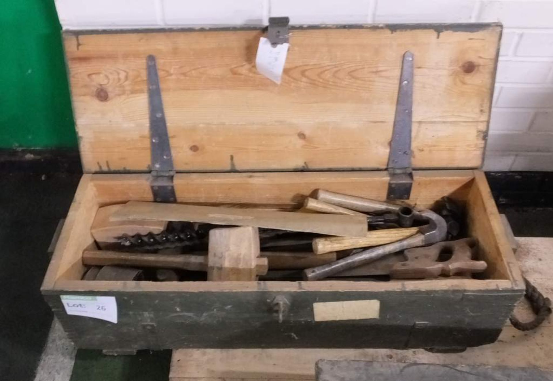 Wooden tool box with assorted tooling