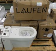 4x Laufen Form 23676 White coupled toilets 70 x 36cm