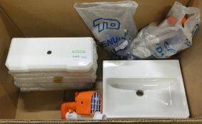 Mixed Lot of Parts - 8x Cistern lids 45 x 19cm (WxD), 1x Laufen Pro S 45 White Small Basin