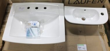 2x Laufen Basins / Sinks - 1x MyLife Shallow White basin 65 x 51cm (WxD) & 1x Object-50 Sm