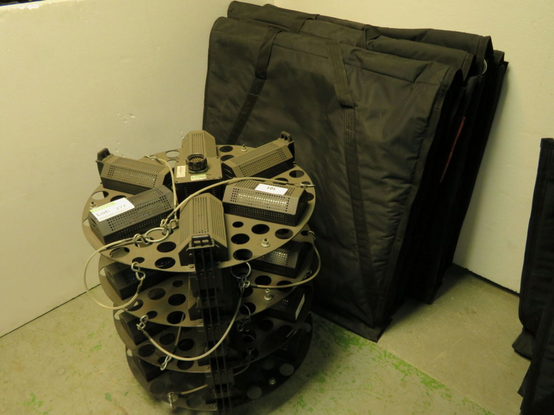 4 x Filmgear Space light 6000w c/w silk, black, target, Textile bag, rope & Socapex adaptor