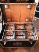 6 Chauvet Well II wireless LED uplighter in charging case