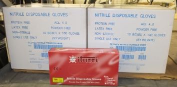 Nitrile disposable gloves - 10 boxes - 100 per box - 2 boxes