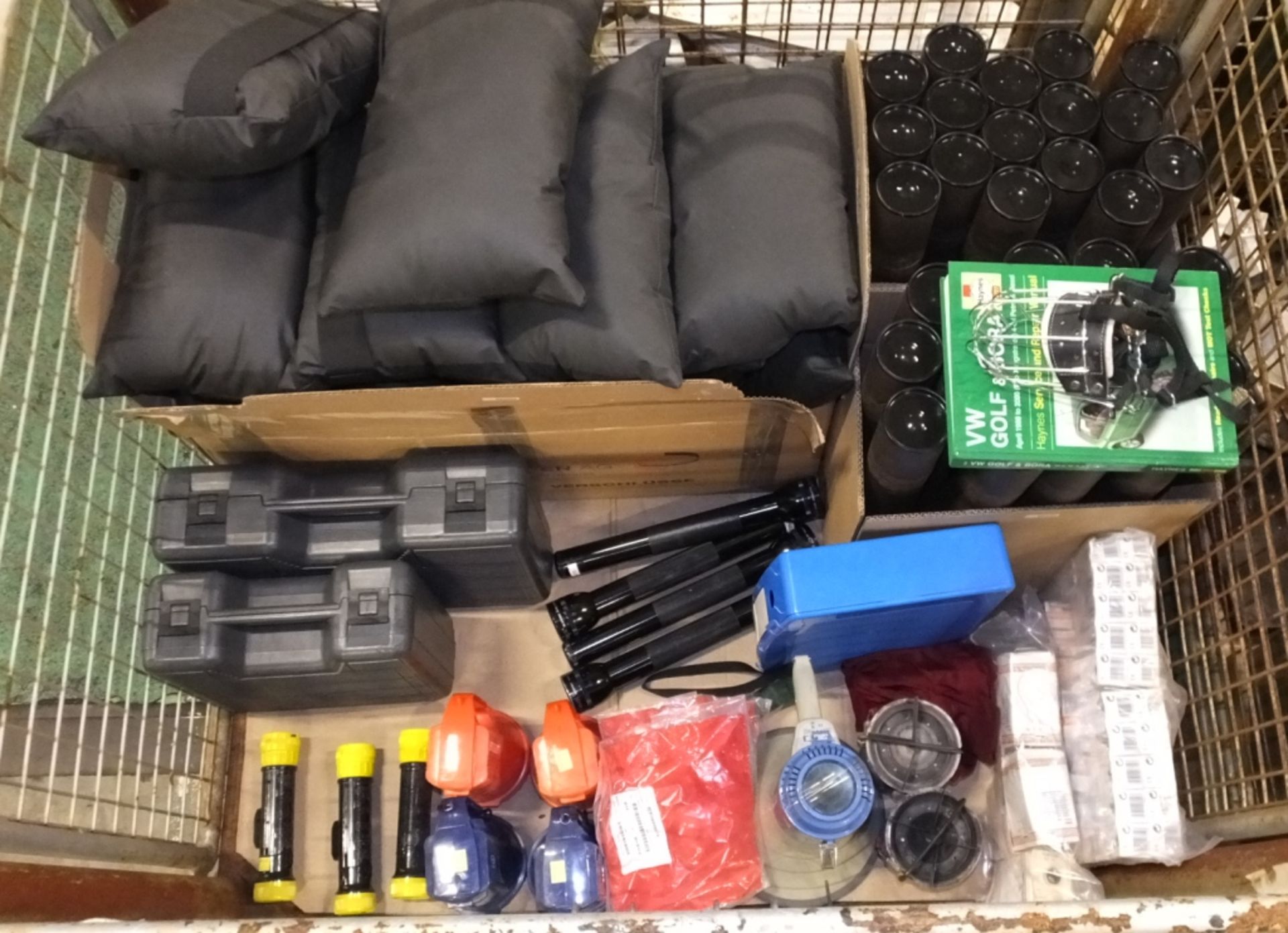 Cushions, courier tubes, dog muzzle, power tool cases, mag-lite torches, light bulbs, mega - Image 2 of 10
