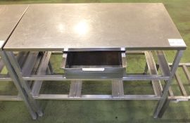 4ft x 2ft stainless table with drawer - 2x under shelves