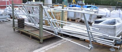 Steel Railing 6.1m Long - Approx 18m Total. 1" & 2" Pipework - Approx 30m Total.