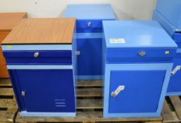 3x Metal Bedside Cabinets - Lockable With Padlock