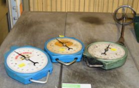 3x Salter Weighing Scales 100 & 500 Newtons