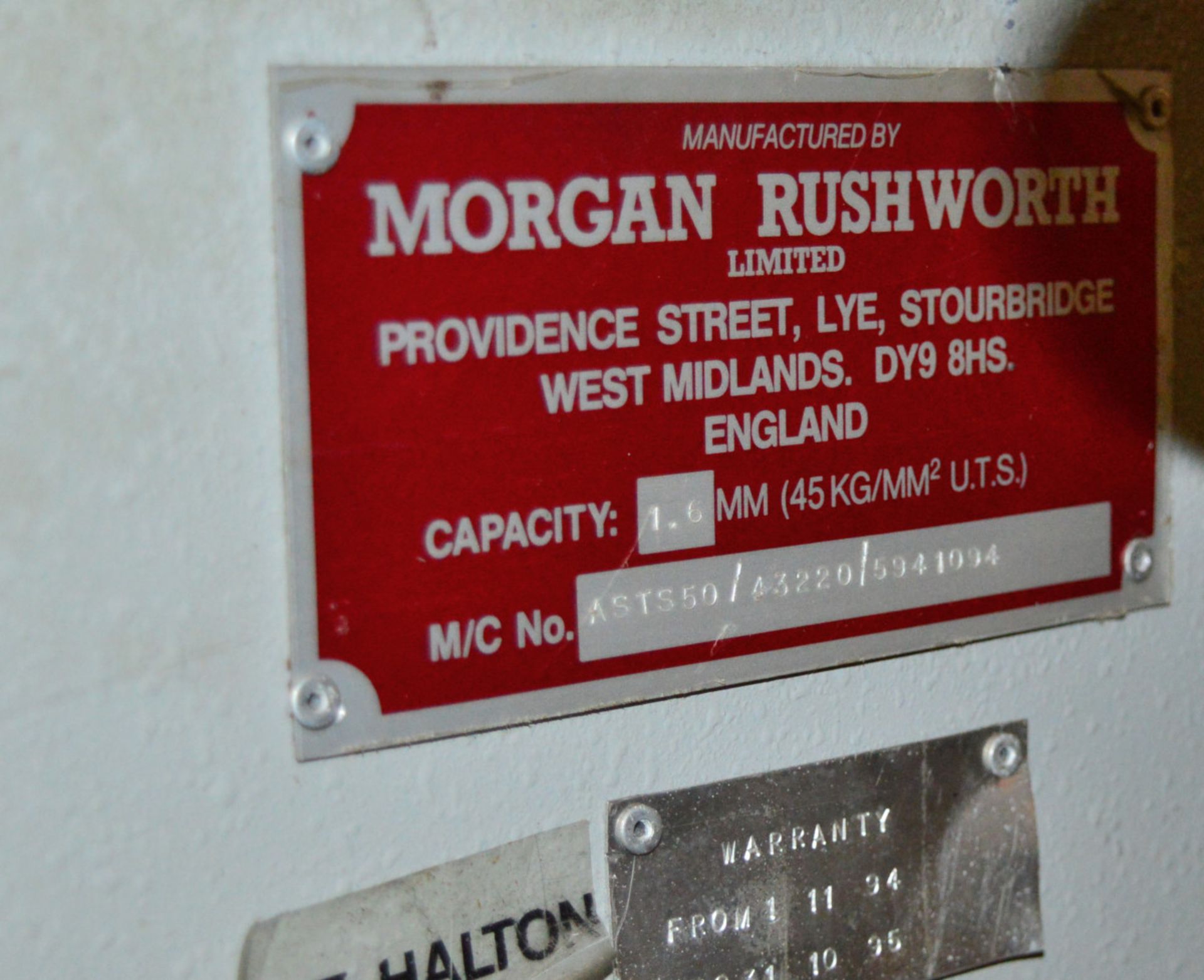 Morgan Rushworth Manual Guillotine Machine AST550/43220/5941094. Capacity 1.6mm. - Image 2 of 3