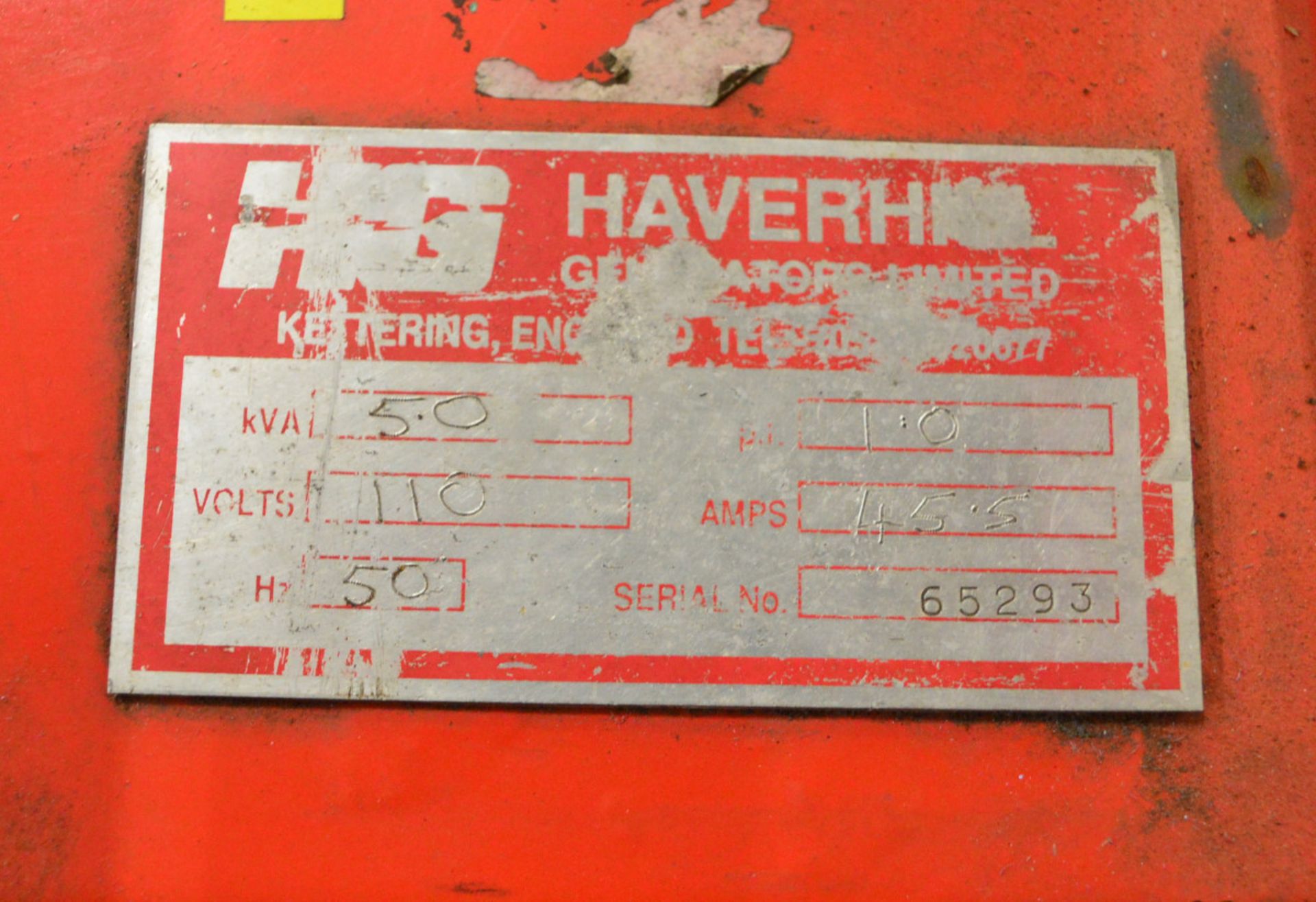 Haverhill 5KVA Petrol Generator 110V 50Hz 45.5A Honda 11HP Engine - Image 2 of 3