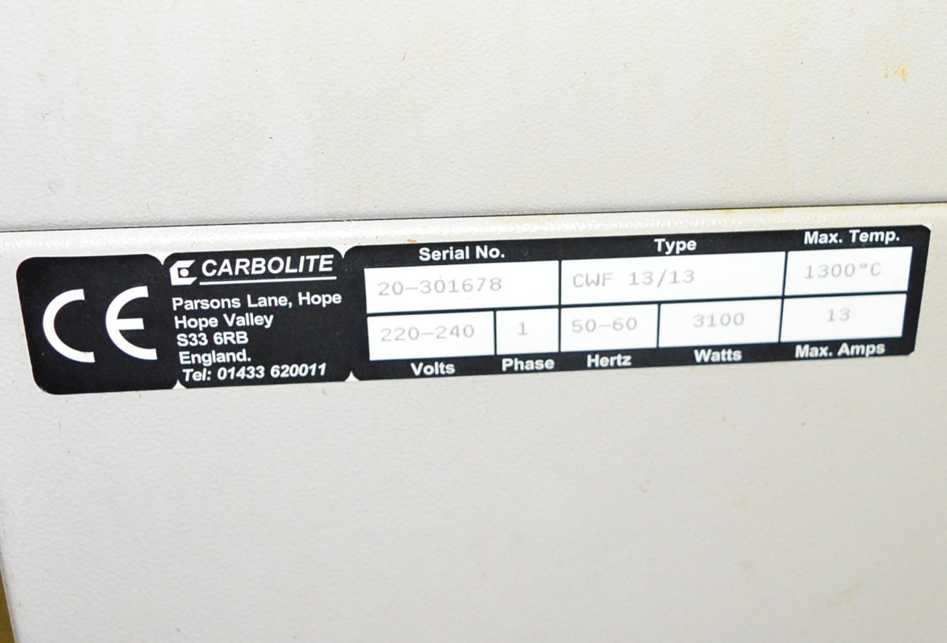 Carbolite Chamber Furnace Type CWF 13/13 240V 3.3kW - Image 2 of 5