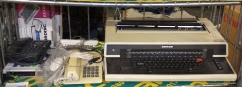 Adler Electric Typewriter, Desk phones, modem, panasonic fax machine ink cartridges