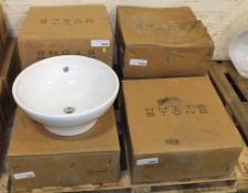 6x White Stone Round Basin Ceramic sink basins