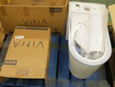 1x Vitra Matrix Cuvette Blanc - Close Coupled Toilet, 1x Vitra Sunrise Reservoir Blanc Sys