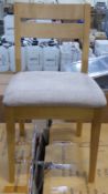 2 x Pair of Stryder Oak Chairs Light Fabric - loading fee of £5+VAT for this item