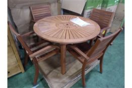 Homebase Almeria 4 Seater Round Table, 4x Almeria Stacking Chairs - Please note there wil