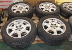 4 Jaguar 225/55 R16 alloy wheels with Jaguar centre caps - Please note there will be a loa
