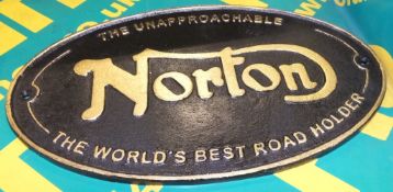 Cast Iron Motorbike Sign - Norton