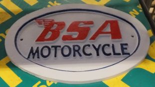 Cast Iron Motorbike Sign - BSA Motorcycle