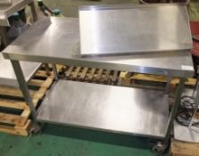 3ft stainless table, stainless wall mountable shelf