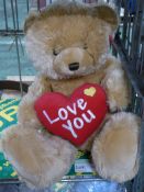 Large Brown Bear "I love you" soft toy