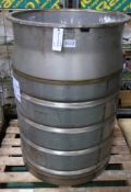 Large stainless barrel vessel - Please note there will be a loading fee of £5 on this item