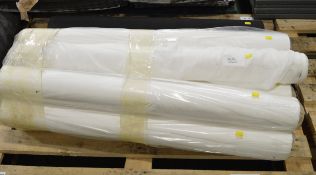 10x Rolls White Muslin/Cotton Fabric - 94cm x 50m each, 1x Rolled of Ribbed Rubber Matting