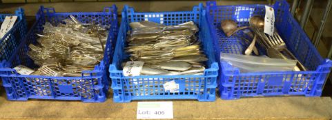 Large Quantity of Silver Plated Fish Knives, Forks, Spoons, Serving Knives