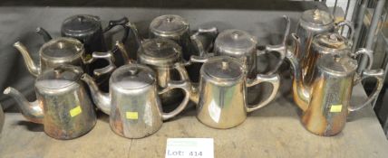 8x Silver Plated Teapots, 3x Silver Plated Coffee Pots