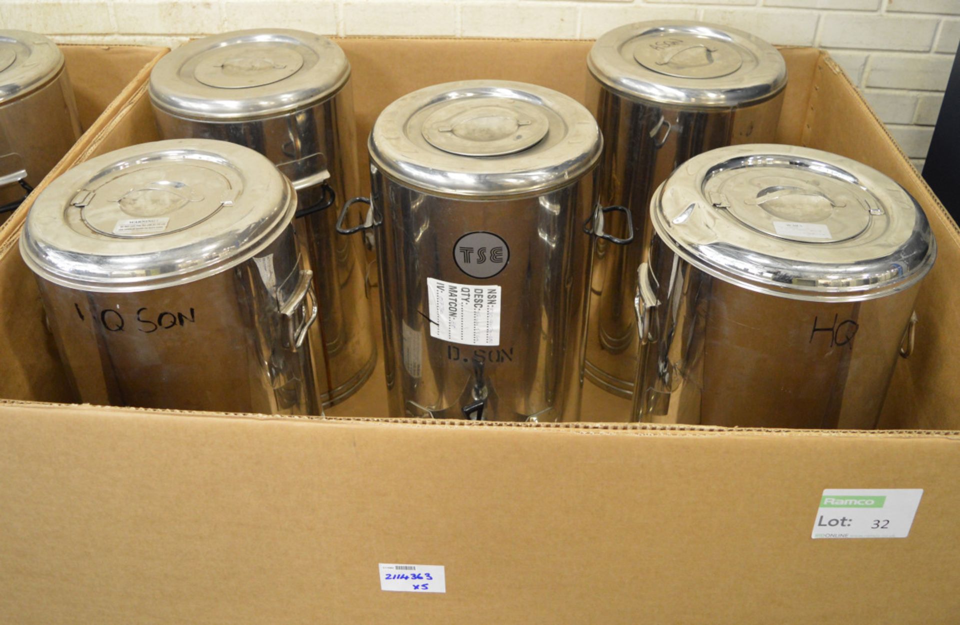 5x Insulated 5 Gallon Urns NSN 7310-99-239-4812