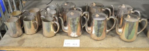 6x Silver Plated Coffee Pots, 7x Silver Plated Jugs