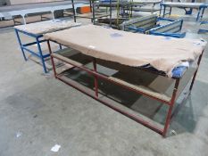 2x Metal frame wooden top work bench - 1= 2030 x 1040 x 810mm 2= 1000 x 1000 x 760mm(LxDxH