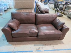 3 Seater Miracle brown 100% leather sofa. New in factory wrapping - 2200 x 970mm (LxD)