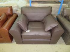 Single brown leather arm chair. Ex Display - 1240 x 1000mm (LxD)
