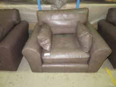Single taupe leather arm chair. Ex Display - 1260 x 990mm (LxD)