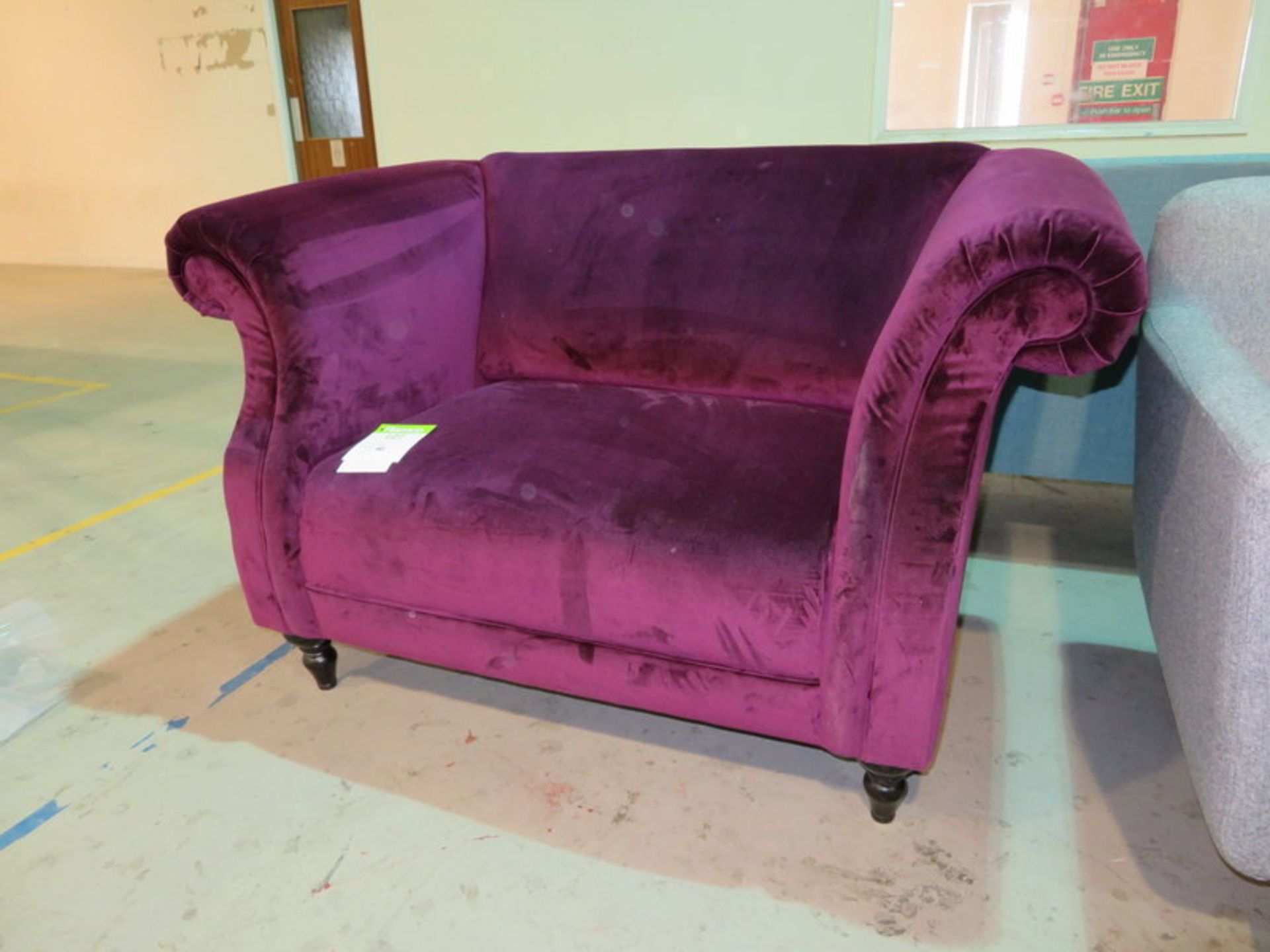 Single matt velvet dark plum chair. Ex Display - 1300 x 800mm (LxD) - Image 2 of 3