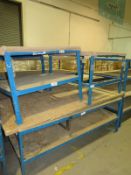 Metal frame wooden top swivel work bench - 2300 x 1000 x 780mm (LxDxH) & 2x Metal frame wo