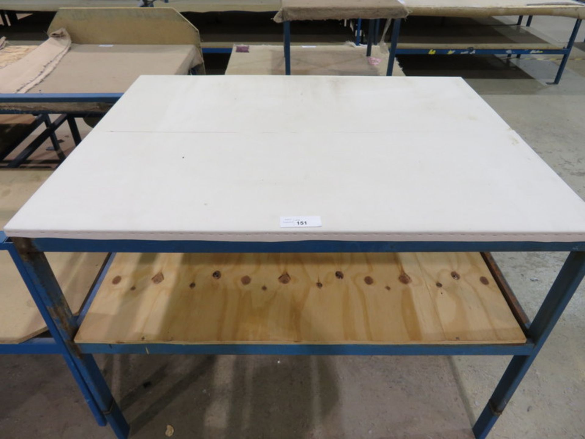 Metal frame wooden top cutting work bench - 1300 x 1000 x 970mm (LxDxH) - Image 2 of 2
