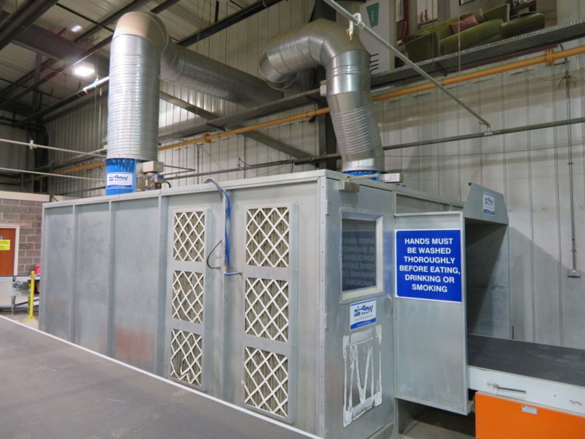 Airflow sectional twin sided spray application booth, to include 2x Kremlin HPA spray guns