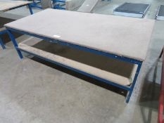 Metal frame wooden top work bench - 2010 x 1010 x 660mm (LxDxH)