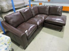 Brown leather corner sofa. Ex Display - 2370 x 1800mm (LxD)
